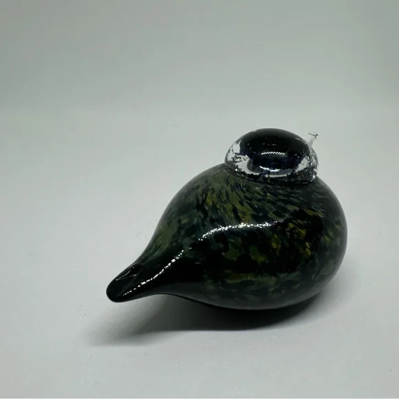 Very Rare Signed Oiva Toikka Nuutajarvi Finland small glass bird Goldcrest